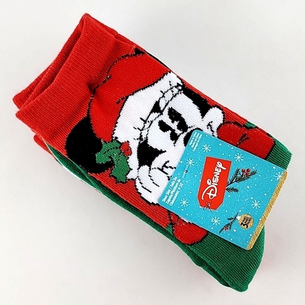 Disney Women's 3 Pairs Minnie Mouse Christmas Socks Shoes Size 4-10